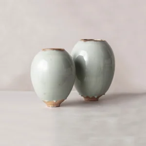 French pottery vases, handmade, celadon glaze, perfect for ceramic home decor, artisan ceramic vase, soft porcelain-like finish, a luxury gift