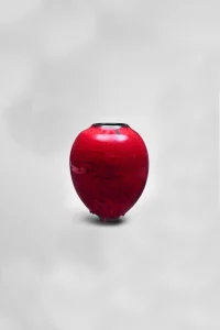 handmade French pottery vase, with a bright red glaze, artisan ceramic vase, unique piece of ceramic art, perfect for luxury home decor or collectors, handmade in France