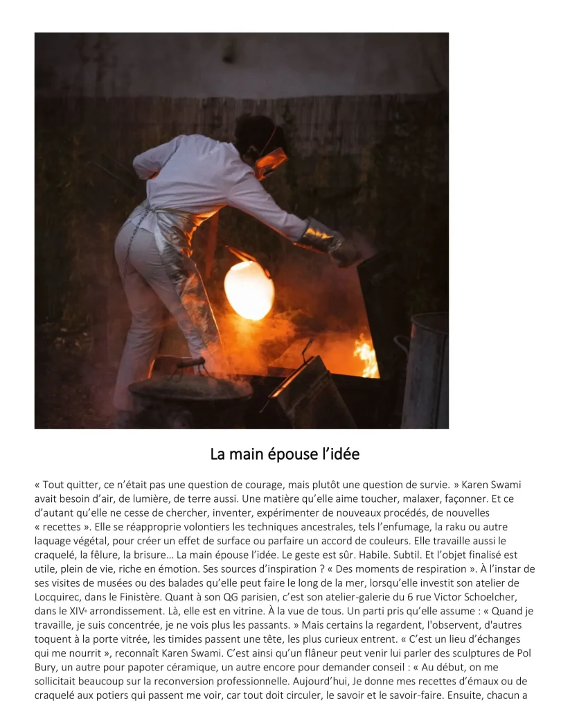 press ceramics en mouvement paris, on the occasion of the release of her book céramique en mouvement, karen swami reflects on her journey, influences, and four exhibitions between paris and the united states, celebrating a body of work at the crossroads of craftsmanship and contemporary art