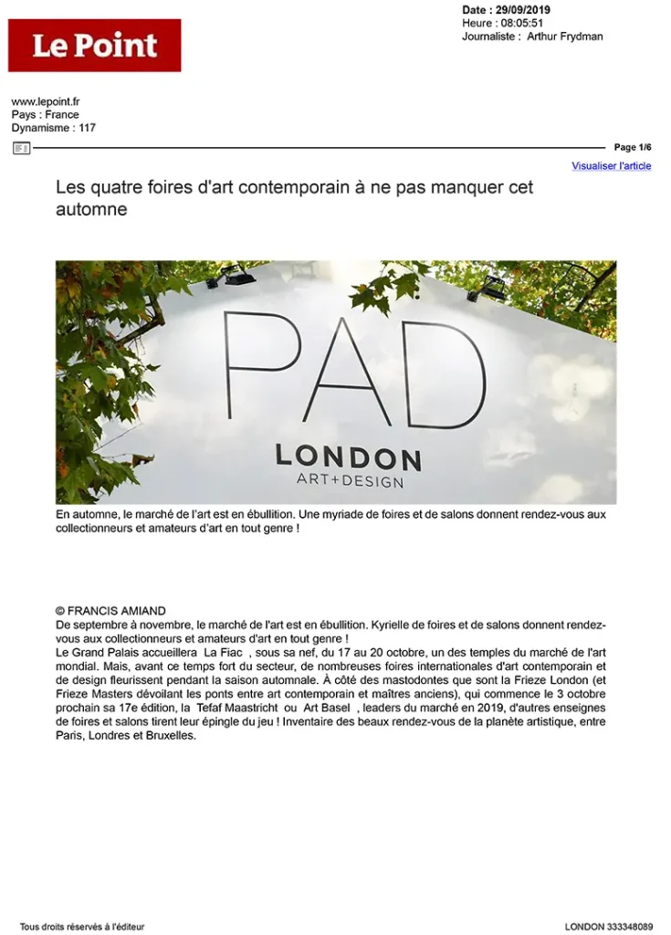 press art ceramics, crackled and gilded stoneware vases signed by karen swami, exhibited at pad london 2019, showcasing handmade contemporary french ceramics, between ancestral know-how and parisian creation