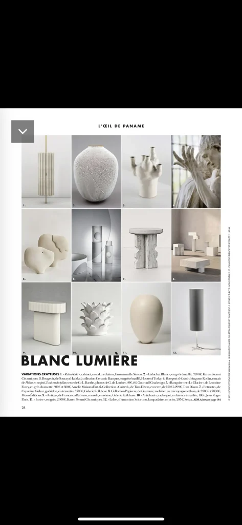 press ceramics paris, ceramics in paris, work exhibited at galerie minsky, creation by karen swami