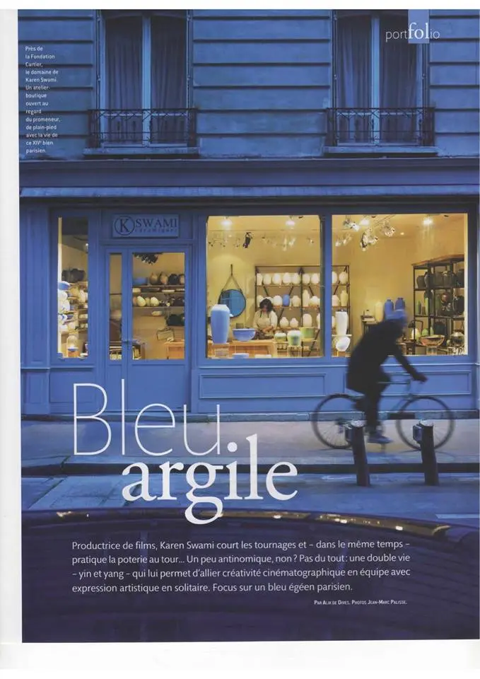 press contemporary ceramics, contemporary ceramics in paris, ceramist karen swami shapes unique handmade pieces, between tradition and design, a parisian creation in stoneware, pigments and pure forms, featured in côté paris in 2015