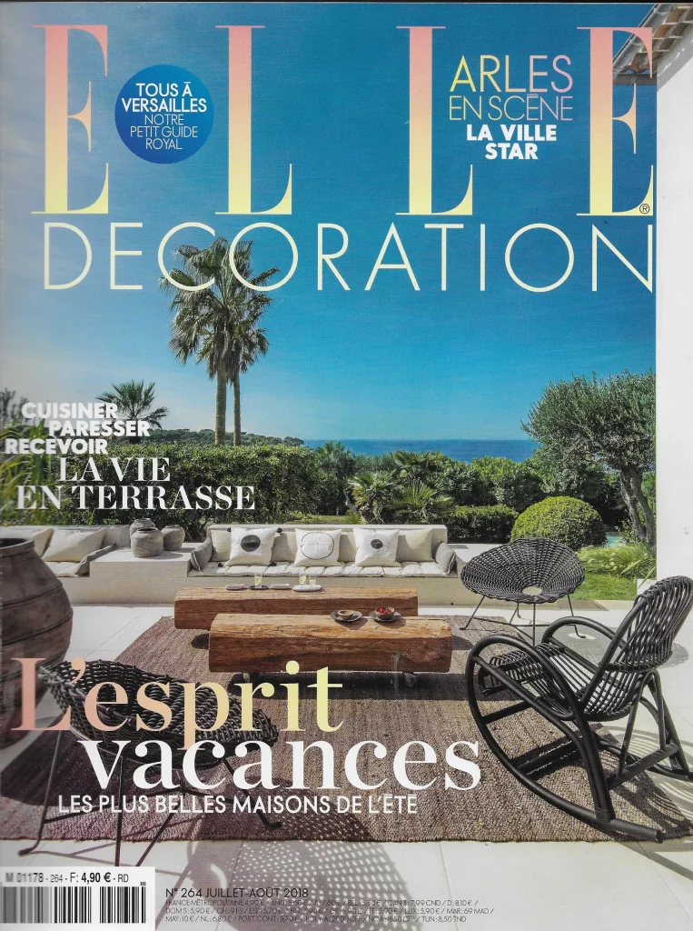press contemporary ceramics, elle deco june 2018 cover, ceramist karen swami illustrating the union between interior design and parisian artisanal craftsmanship