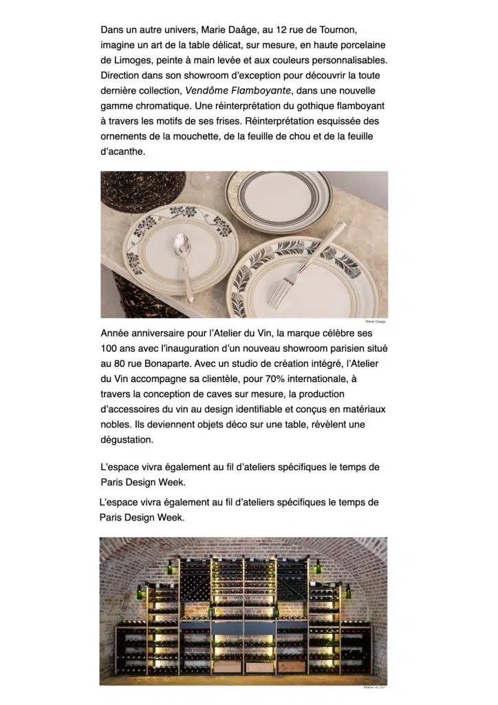 article Paris Design Week 2026 « Autour du Jardin du Luxembourg, la création prend racine ! » présentant Karen Swami.