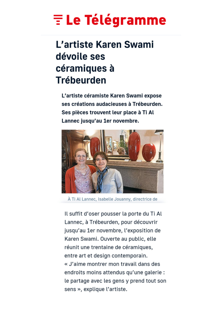 Article-karen-swami-ceramique-telegramme-Bretagne