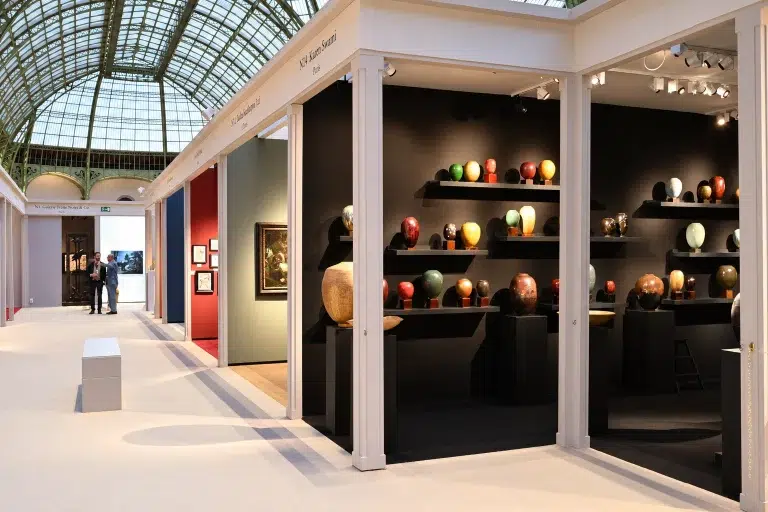 View of Karen Swami’s stand at Fine Arts Paris at the Grand Palais, showcasing her contemporary ceramic works
